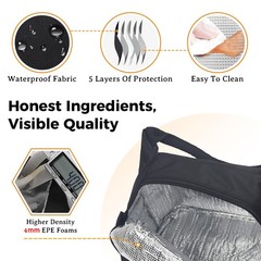 Aosbos Insulated Lunch Bag for Women Men, 8.5L Leakproof Medium, A. Black