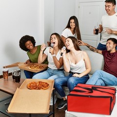 Insulated Pizza Bag, 1Pcs 20x20x6 Inches — Non-woven Fabrics Grocery Bag (Red)