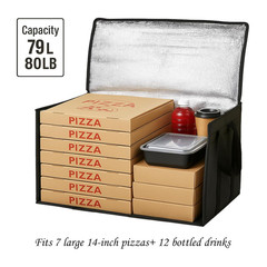 Large 3-Pack Insulated Food Delivery Bag with Hard Bottom, XXXL