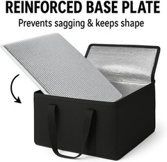 XXXL Insulated Food Delivery Bag with Heavy-Duty Bottom Plate