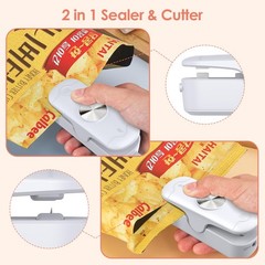 OEOP Bag Sealer, 2 in 1 Mini Sealer Heat Seal and Cutter, White/White