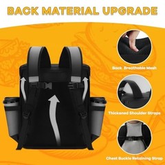 Expandable Insulated Food Delivery Backpack with 7 Cup Holders, Reflective Strip
