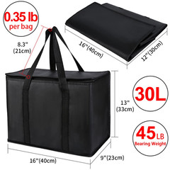 1-Pack Insulated Reusable Grocery Bags, X-Large Insulated Food Delivery Bag for