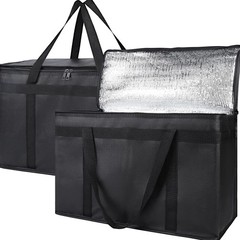 2-Pack Insulated Food Delivery Bag, XX-Large Reusable Grocery Shopping Bag, F…