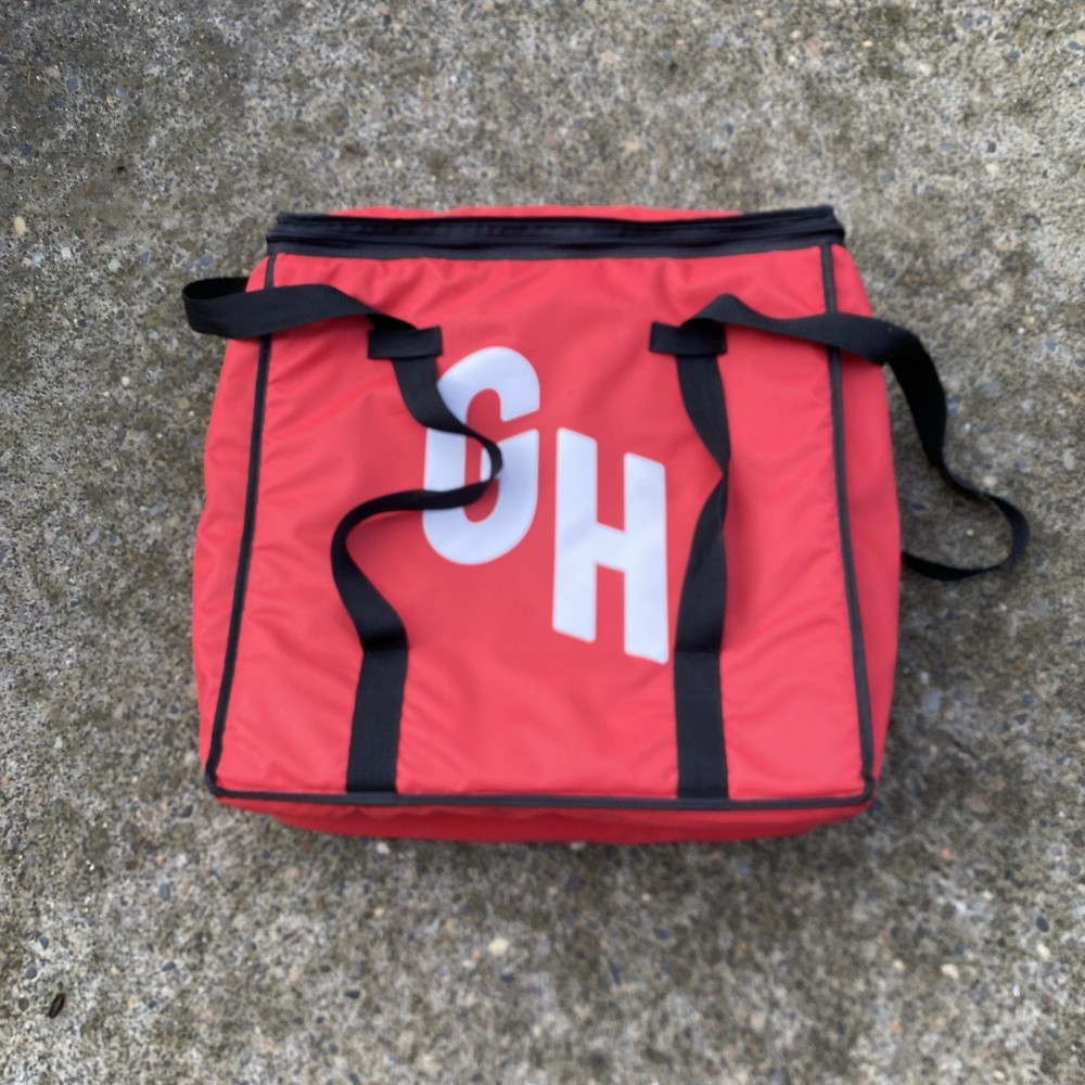 GRUBHUB Official Large 19″x18″x9” Insulated Food Delivery Carrying Tote Bag Red