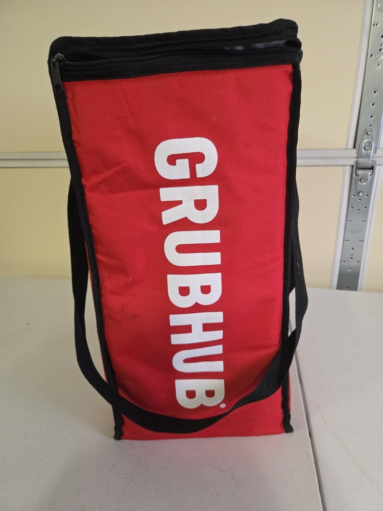 GRUBHUB Official Large 19″x19″x9” Insulated Food Delivery Carrying Tote Bag Red