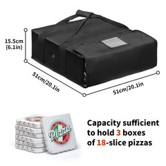 20x20x6 Inch Insulated Pizza Warmer Bag Label Window Thermal Delivery Carrier