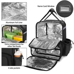 Expandable Food Delivery Backpack with 4 Cups Holder, 14” Pizza Delivery Bag