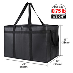 3-Pack Insulated Food Delivery Bag for Hot and Cold Meal, XXXL, Black, Grocery T
