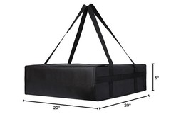 20″ Insulated Pizza Delivery Bag with Hook & Loop Closure Black Pizza Carrier