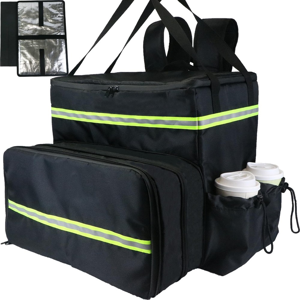 17x17x16 Inch Extra Large Insulated Food Delivery Backpack 4 Pockets Bike