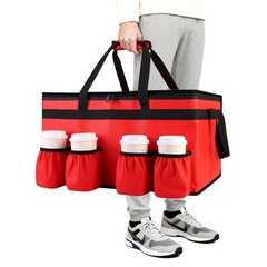 CIVJET Insulated Food Delivery Bag with 4 Cup Holders, XX-Large XXL（60L）, Red