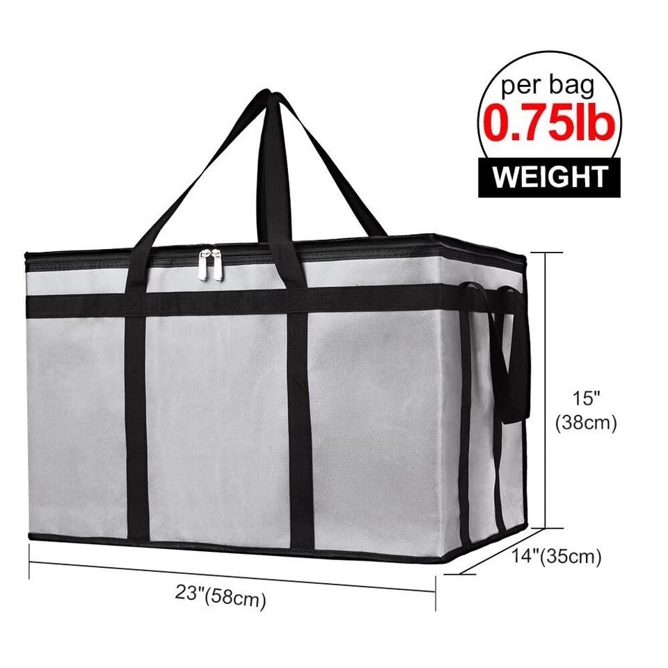 Insulated Food Delivery Bag Xxx-Large Insulated Pizza Delivery Bag Gray 1 Pack