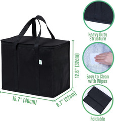 3 Pack Insulated Reusable Grocery Shopping Bag, Food Delivery, Cooler Bag, Heavy