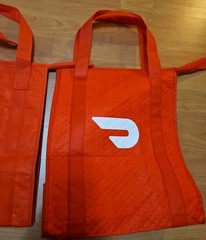 Set of 2 Doordash Insulated Food Bag Delivery Takeout Red Zip Up Top 15x13x9.5”