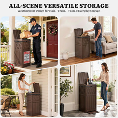 Waterproof 31 Gallon Package Delivery Box with Lift-Out Bag — Dark Brown
